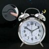 Vintage Twin Bell Alarm Clock - Battery Operated Silver