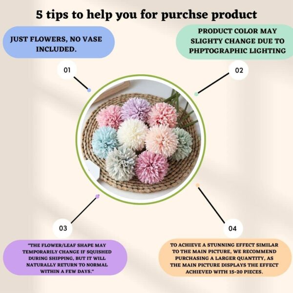 5 Pcs Artificial Chrysanthemum Ball Flowers for Home Decor - Image 6