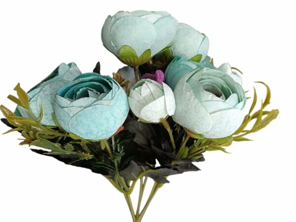 Artificial Sea Green Rose Flower Bunch for Home Decor, 35cm - Image 4