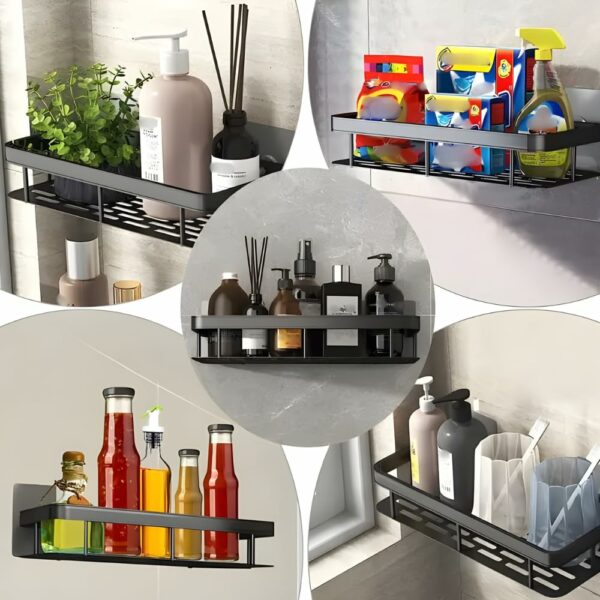 Multipurpose Self-Adhesive Aluminium Bathroom Shelf - Pack of 2 - Image 4