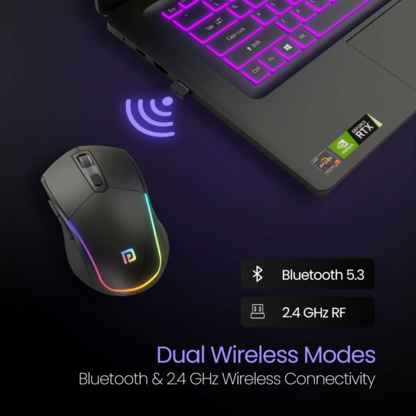 Toad One Bluetooth Mouse - Dual Wireless, Ergonomic, RGB Lights - Image 2