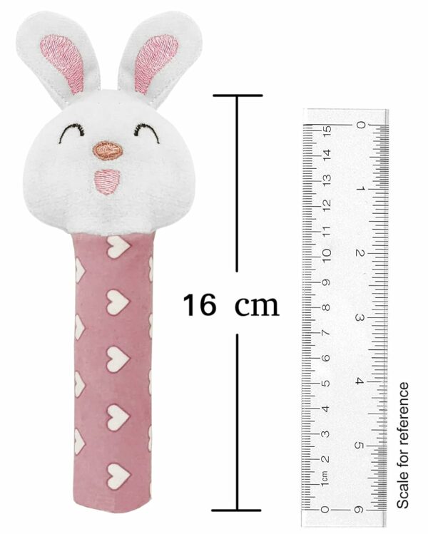 Bunny Face Rattle Soft Toy for Babies - Interactive Sounds, Pink - Image 2