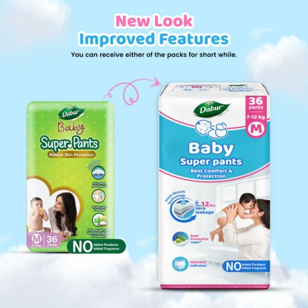 Dabur Baby Super Pants Medium 36 Pack - Natural Skin Protection - Image 2