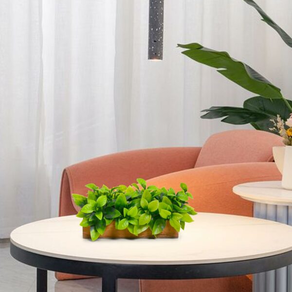 Artificial Bamboo Plant Leaves in Wooden Tray - 11cm x 20cm - Image 2