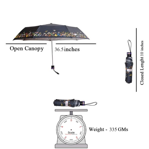 UV Protection Butterfly Border Print 3 Fold Umbrella - Image 4