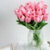 5 Pcs Artificial Tulip Flowers Bunches for Home Decoration - Pink