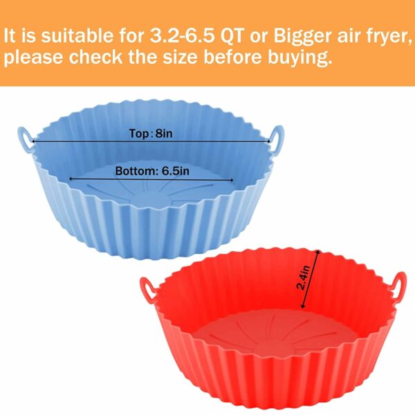 Round Silicone Air Fryer Liners - Nonstick & Reusable, 8 inch, Pack of 2 - Image 2