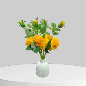 Artificial Yellow Rose Flower Stick - 45cm Long, No Pot Included