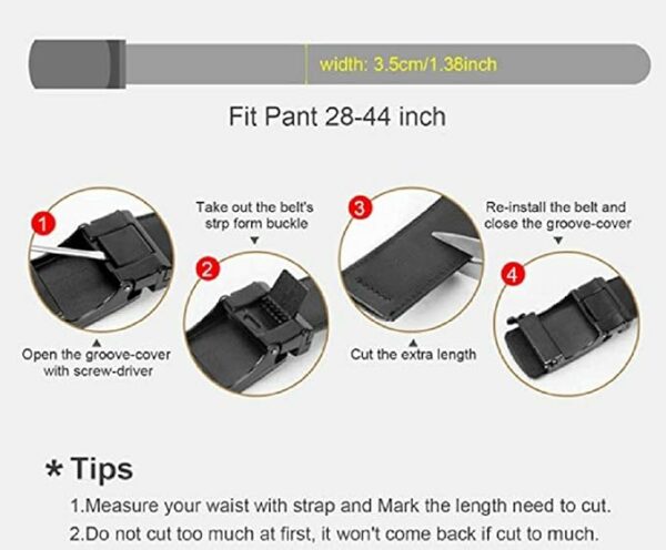 Genuine Leather Adjustable Belt for Men with Auto Lock Buckle - Image 6
