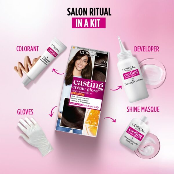Semi-Permanent Hair Colour, Ammonia-Free, Darkest Brown 300, 87.5g+72ml - Image 5