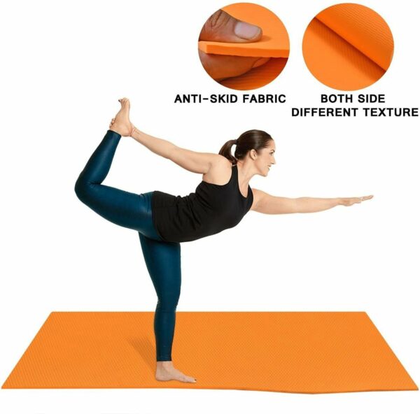 Durable Anti-Slip Yoga Mat for Home Workout - 4mm, Orange - Image 2