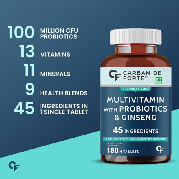 Multivitamin Tablet for Men with Probiotics & Ginseng - 180 Veg Tablets - Image 3