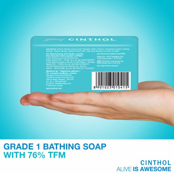Cinthol Cool Soap Pack of 5 - 100g Each, Icy-Cool Menthol - Image 5