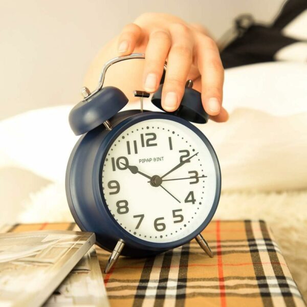 Twin Bell Vintage Alarm Clock with LED Display - Blue - Image 4