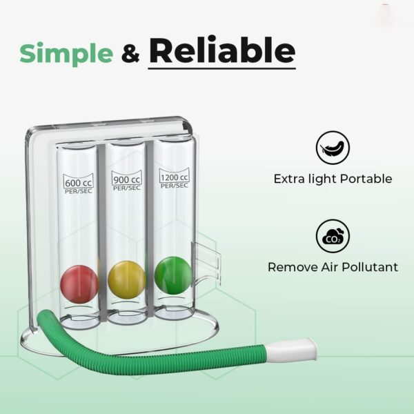Spirometer for Lung Capacity Exercise - 3 Ball Respirometer - Image 3