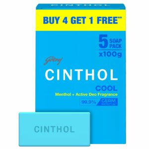 Cinthol Cool Soap Pack of 5 - 100g Each, Icy-Cool Menthol