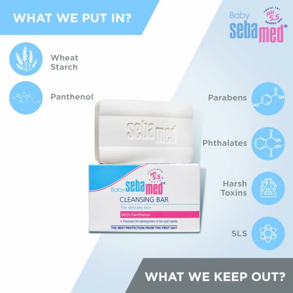 Sebamed Baby Cleansing Bar 150 gm - Soap Free, Tear Free - Image 3