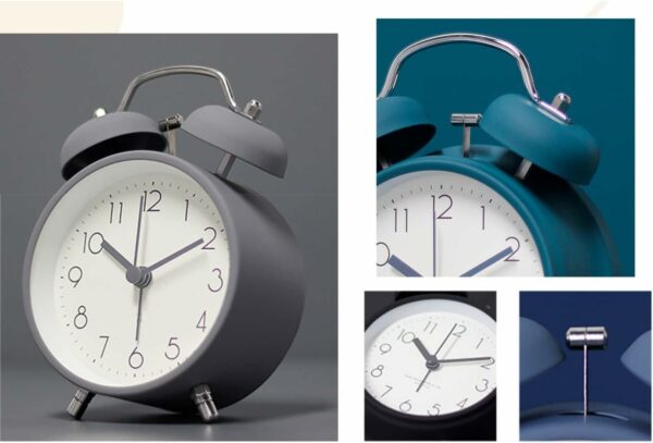 Vintage Twin Bell Alarm Clock with Night Light - Extra Loud - Image 5