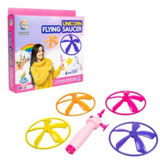 3 in 1 Unicorn Flying Saucer Toy for Kids - Rocket, Slide & Spin