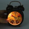 Vintage Twin Bell Alarm Clock with LED Display - 12x10x6 cm
