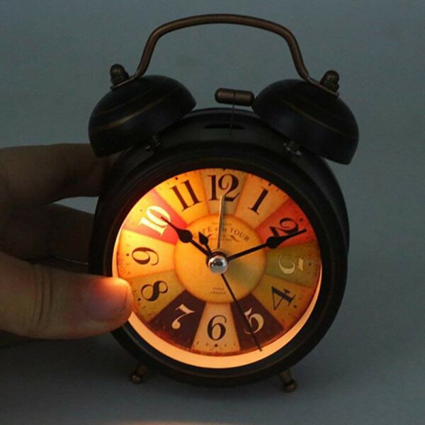 Vintage Twin Bell Alarm Clock with LED Display - 12x10x6 cm - Image 5