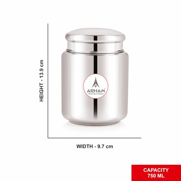 Stainless Steel Airtight Canister Set - 750ml, Pack of 2 - Image 5