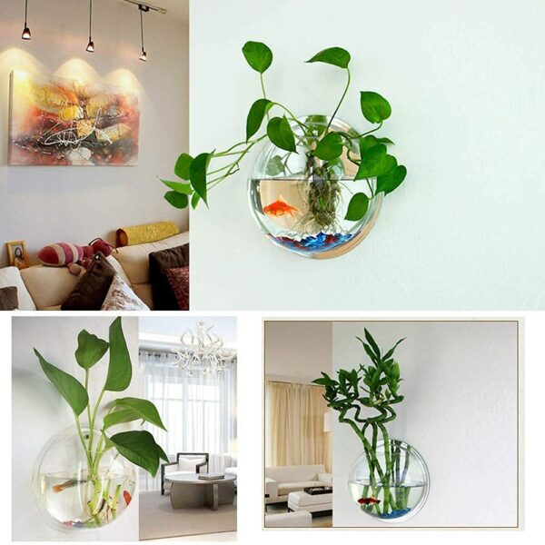 Wall Mount Fish Bowl 9 Inch Acrylic with Free Color Stones - Image 5
