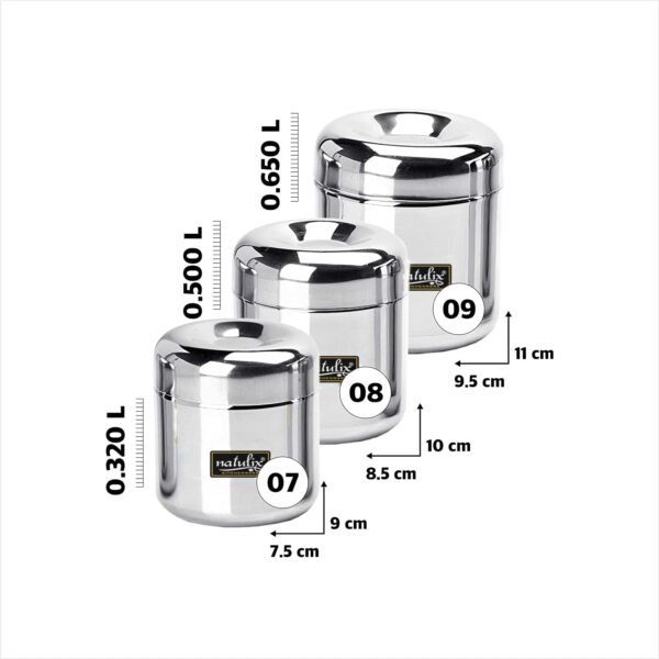 Multipurpose Stainless Steel Canisters Set of 3 - 320ml, 500ml, 650ml - Image 4