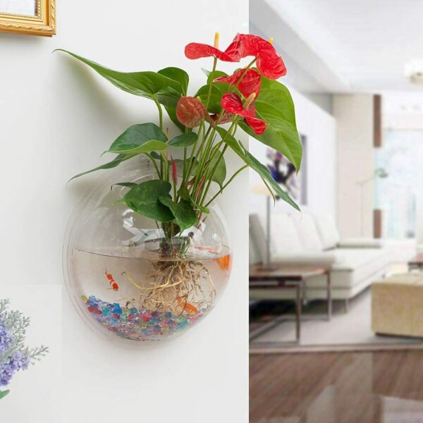Wall Mount Fish Bowl 9 Inch Acrylic with Free Color Stones - Image 4