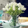 5 Pcs Artificial Tulip Flowers for Home Decoration - White