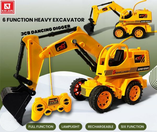 Remote-Controlled JCB Digger Toy for Kids - Realistic Construction Vehicle - Image 3