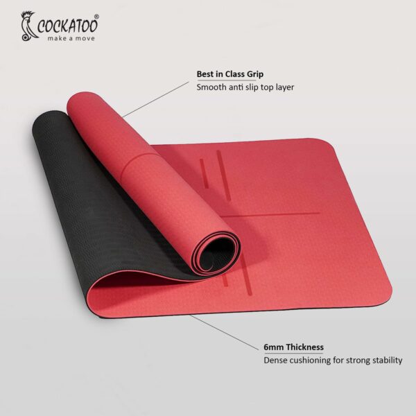 Premium 6 MM Non-Slip TPE Yoga Mat with Carry Bag - 183x61 CM - Image 2