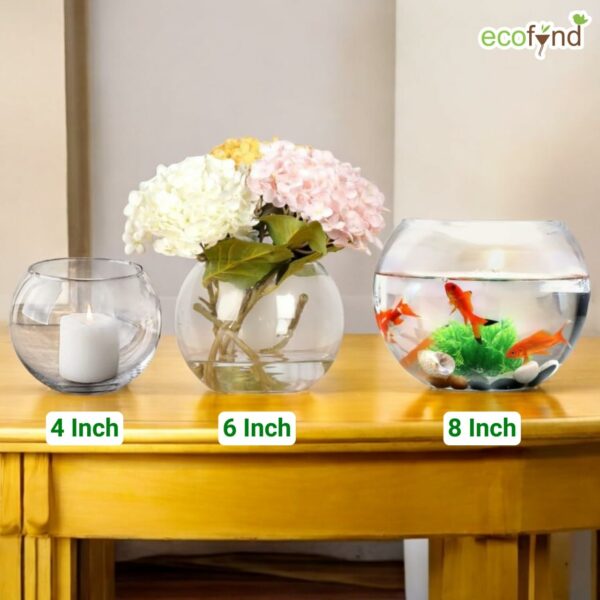 Ecofynd Glass Terrarium Bowl - 4inch Clear Aquarium Bowl - Image 2