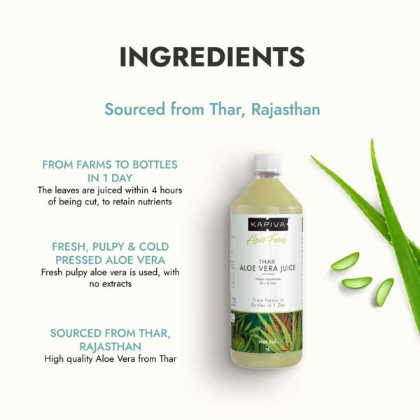Aloe Vera Juice with Pulp - Natural Skin & Hair Rejuvenation, 1L - Image 3