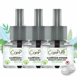Organic Camphor Mosquito Repellent Refill Pack of 3 - Safe for Kids & Pets