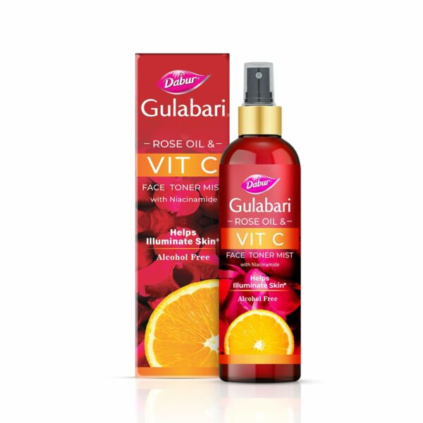 Gulabari Rose Oil & Vitamin C Toner Mist - 200ml | Brightens Skin, Tightens Pores, Alcohol Free