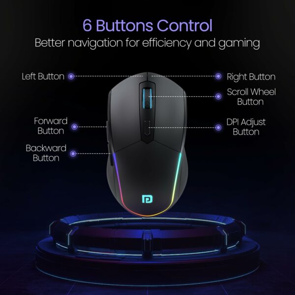 Toad One Bluetooth Mouse - Dual Wireless, Ergonomic, RGB Lights - Image 4