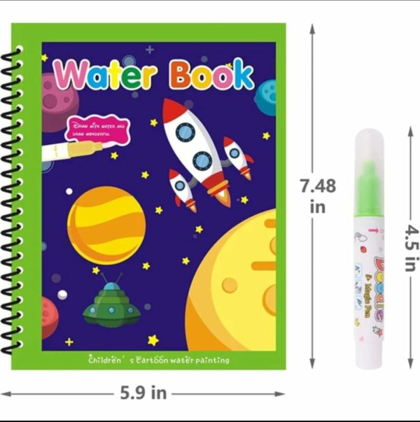 4-Pack Water Magic Coloring Books with Refillable Pens - Mess-Free Fun - Image 2