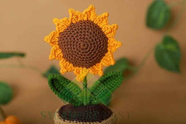 Handmade Crochet Sunflower & Daisy Potted Plants for Home & Car Decoration - Image 4