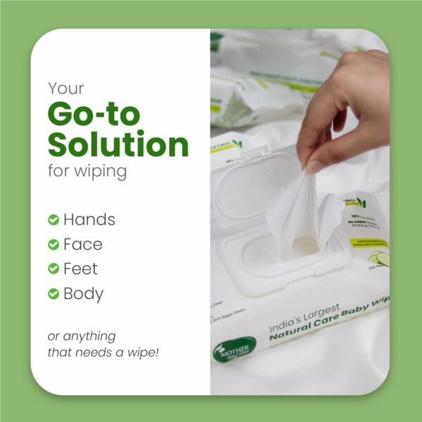 Natural Baby Wet Wipes - Plant-Based, Cucumber Extract, 60 Pcs (Pack of 3) - Image 6