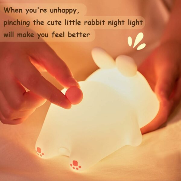 Cute Rabbit Night Light - Touch Silicone LED Lamp for Kids - Image 4