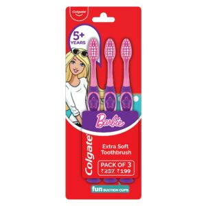 Kids Extra Soft Toothbrush with Tongue Cleaner - Pack of 3