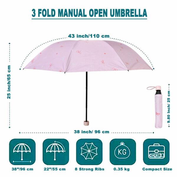 Compact 3-Fold Manual Open Umbrella - UV & Rain Protection - Image 6