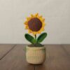 Handmade Crochet Sunflower & Daisy Potted Plants for Home & Car Decoration