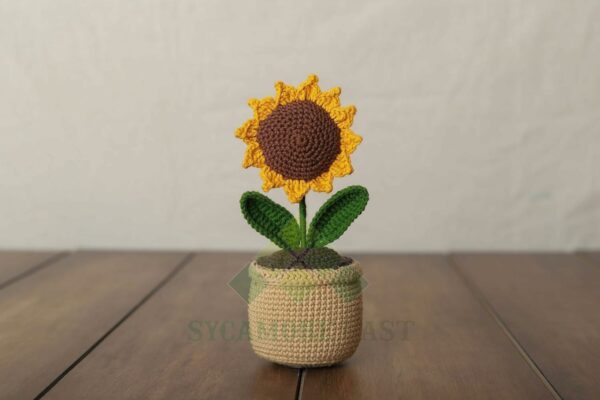 Handmade Crochet Sunflower & Daisy Potted Plants for Home & Car Decoration - Image 5