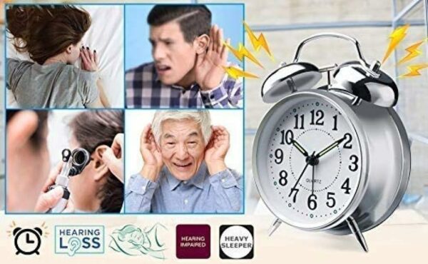 Vintage Twin Bell Alarm Clock with Loud Sound and LED Display - Image 3