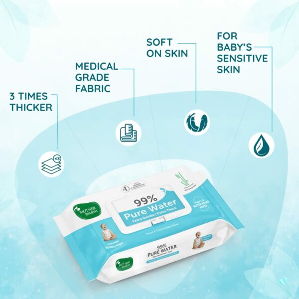 99% Pure Water Baby Wipes - Unscented, Thick, 72 pcs/pack - Super Saver Pack of 2 - Image 3