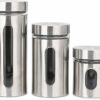 Stainless Steel Airtight Kitchen Canisters Set of 3 with Window