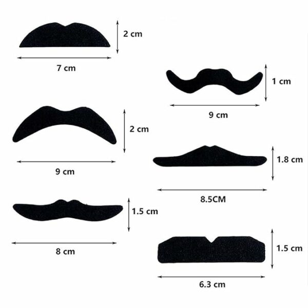 12x Self Adhesive Mustache Set for Parties and Costumes - Image 6