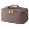 Large Capacity Litchi Leather Makeup Bag for Women - Pink